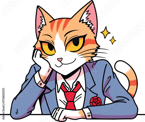 Anime Cat in School Uniform Posing