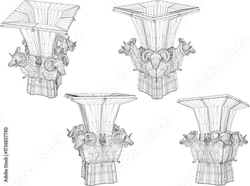 sketch vector illustration design of classic vintage decorative plant pot statue  