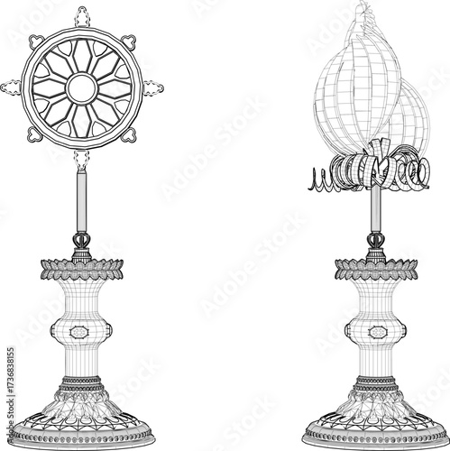 sketch vector illustration design of table lamp for bedroom old classic vintage ethnic traditional  