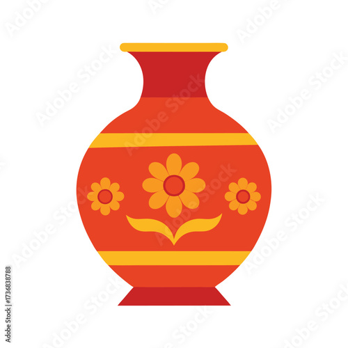 flat color decorative oriental porcelain vase