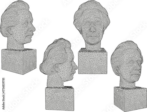 sketch vector illustration design statue philosopher thinker inventor classic vintage