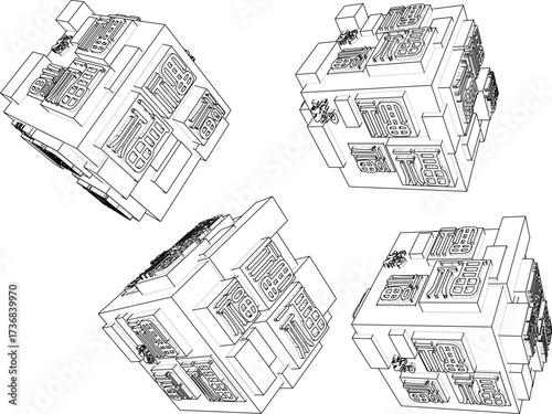 sketch vector illustration design statue pot ornamental plant classic vintage ethnic traditional chinese 