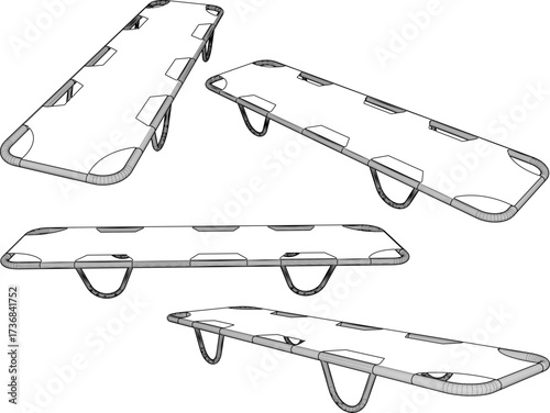 Stackable Stretcher for Disasters emergency accident patient vector illustration design image sketch