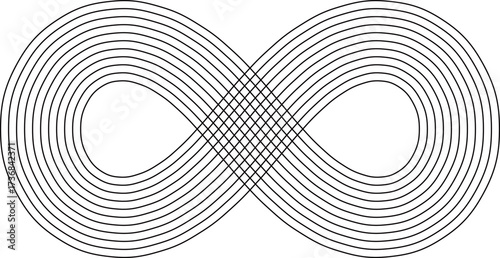 A geometric infinity symbol constructed with parallel lines