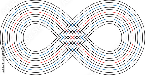 A geometric infinity symbol constructed with parallel lines