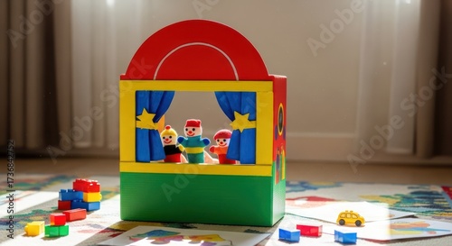 Wallpaper Mural Playful Puppets: A Child's World of Imagination and Colorful Blocks in a Sunny Room Torontodigital.ca