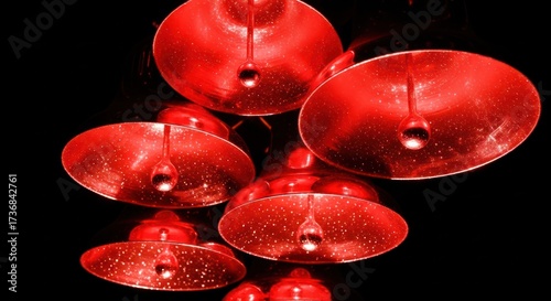 Wallpaper Mural Abstract red light fixture featuring multiple pendant lights on a dark backdrop Torontodigital.ca