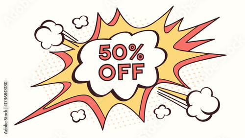 Fifty percent off sale promotion banner template for marketing campaigns and special discount offers design