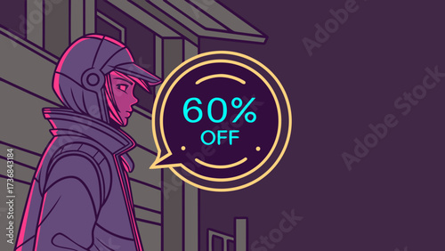 Sixty percent off sale cyber monday promotion limited time offer discount special deal futuristic style art