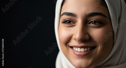 Wallpaper Mural Radiant portrait of a young woman in a hijab expressing joy and cultural identity with grace and Torontodigital.ca