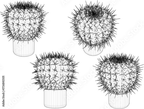 vector sketch illustration design image of cactus tree plant in pot for interior decoration decoration  