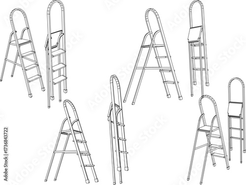 vector sketch illustration design image staircase for fixing and taking things in high places 