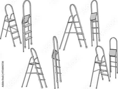 vector sketch illustration design image staircase for fixing and taking things in high places