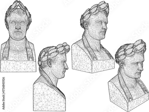 vector sketch illustration design of a statue of a greek philosopher roman hero profile  