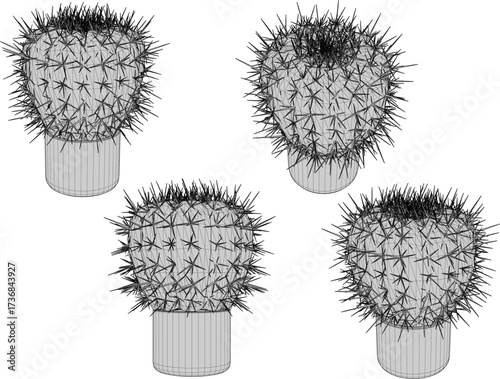 vector sketch illustration design image of cactus tree plant in pot for interior decoration decoration