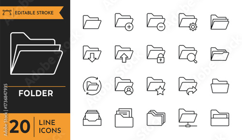 Folder icon set. Vector illustration