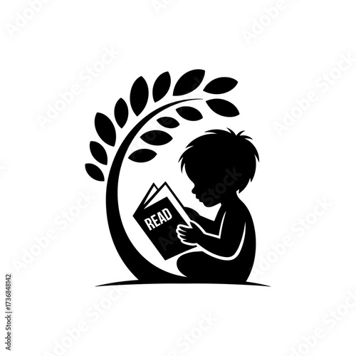 Silhouettes of people or children reading books, Isolated diverse kids with backpacks walking to school, women and children, education concept, learning, knowledge, library scene, study time