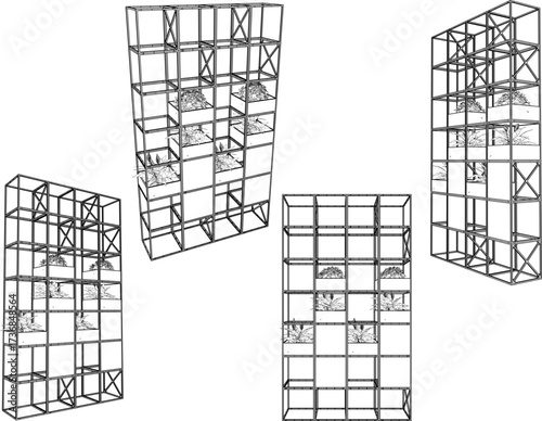 vector sketch illustration design wardrobe shelf furniture tv cabinet modern industrial for home interior living room