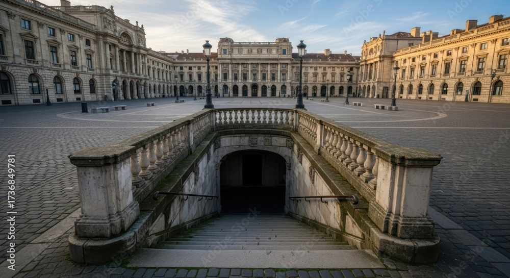 Obraz premium Vienna's Hofburg Palace Inner Courtyard: An Elegant Descent into History and Grandeur