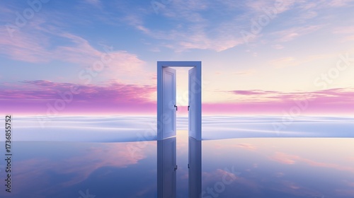 Mystical Door Illuminating the Ocean Night