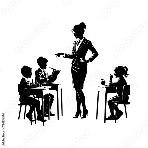 Silhouettes of people or children reading books, Isolated diverse kids with backpacks walking to school, women and children, education concept, learning, knowledge, library scene, study time