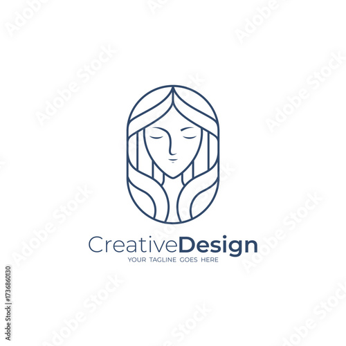 logo of beautiful woman with beautiful long hair, beauty salon icon