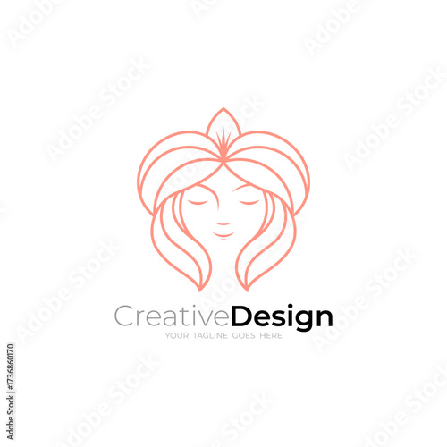 beauty logo of a woman, salon logo with line style