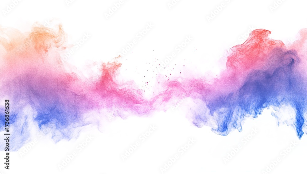 Fototapeta premium Colorful powder explosion on a white background, PNG file.