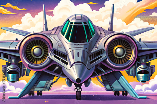 futuristic metallic gray airplane shown in close-up, highlighting intricate structural design and strong powerful engines, presented against a clean isolated backdrop, created in detailed vector