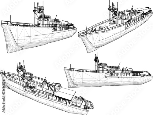 vector sketch illustration silhouette design industrial ship safety for oil refinery drilling  