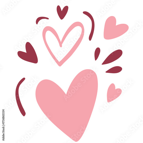 Ilustración de Corazones hechos a mano