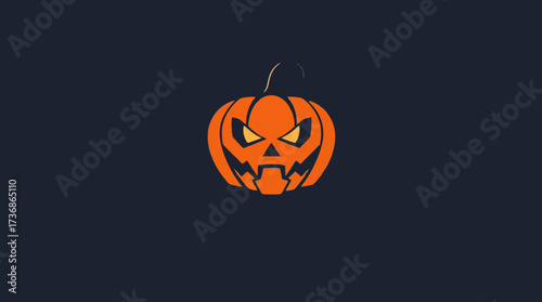 Cartoon illustration of a menacing jack-o'-lantern pumpkin with glowing eyes and a sinister grin against a dark background.
