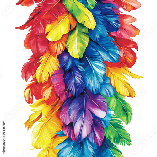 Feather Boa, watercolor painting vector, isolated on a white background.