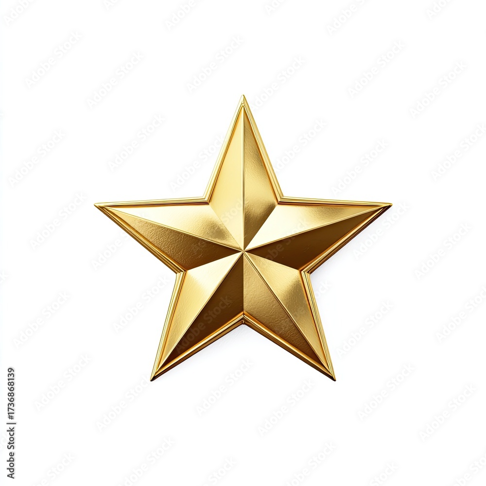 Obraz premium A shiny, golden five-pointed star isolated against a clean white background