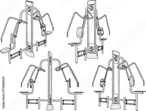 vector sketch illustration silhouette design of fitness machine sport fitness in gym center  