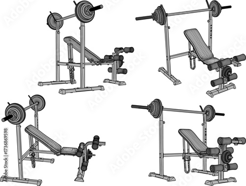 vector sketch illustration silhouette design of fitness machine sport fitness in gym center 