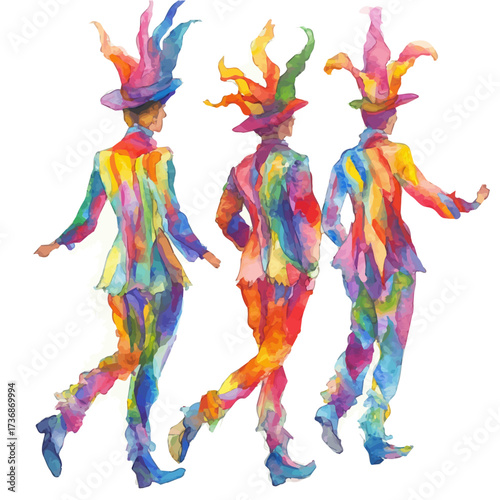 watercolor vector of English Vibrant Parade, isolated on a white background.
