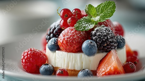 Exquisite summer berry dessert with vibrant colors and enticing presentation