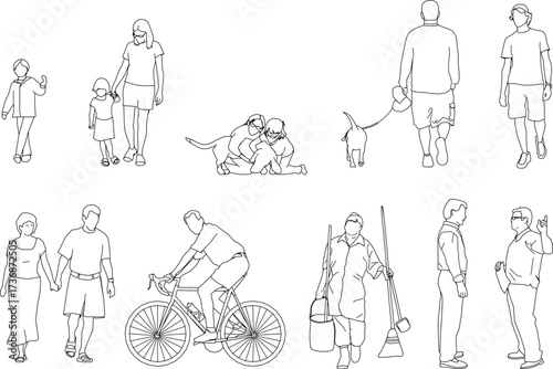 vector sketch illustration silhouette design of various human activities with their work as a complement to the image 