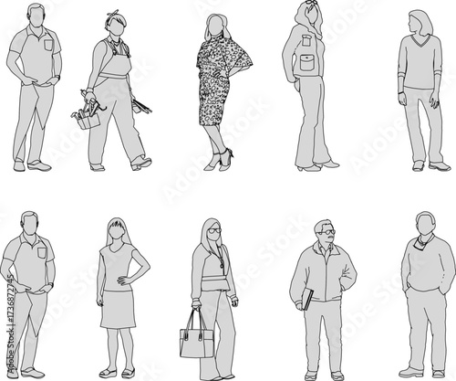 vector sketch illustration silhouette design of various human activities with their work as a complement to the image 