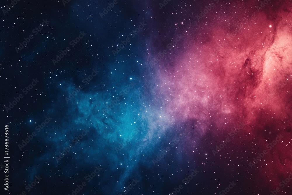 Naklejka premium Space nebula forming glowing gas clouds and twinkling stars, creating an abstract background texture