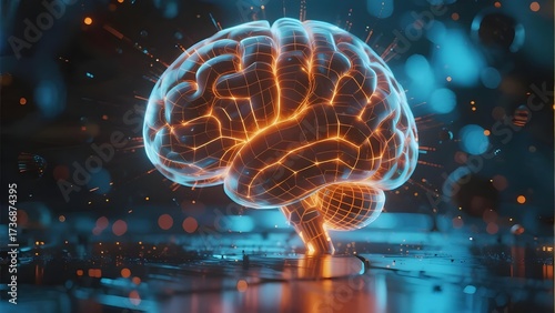 Wallpaper Mural Digital brain with glowing neural networks in a futuristic environment Torontodigital.ca