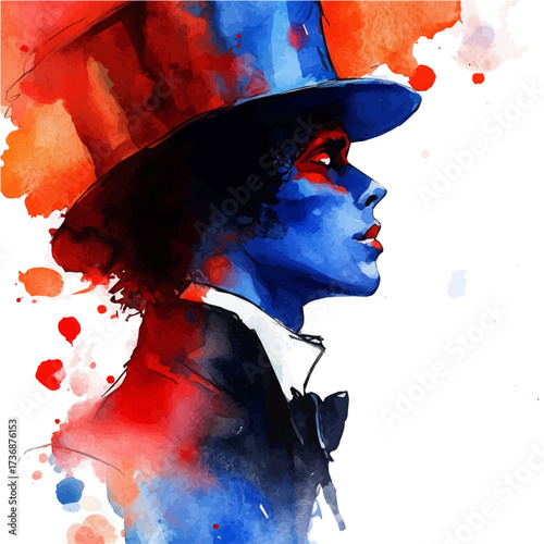 English Diaspora Spirit, watercolor painting vector, isolated on a white background.