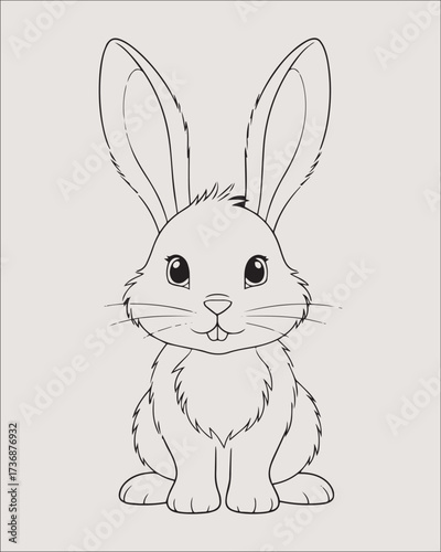 A delicate and gentle hand-drawn style portrait of a rabbit or bunny face. The soft shading and kind expression are perfect for pet shops, springtime design
