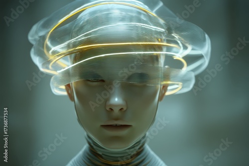 Futuristic humanoid with il...