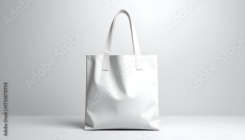 White Fabric Tote Bag on White Background in Studio Lighting