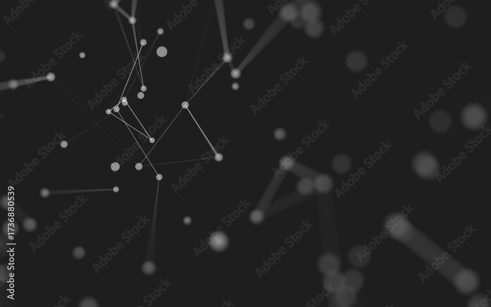 Fototapeta premium Abstract background. Molecules technology with polygonal shapes, connecting dots and lines. Connection structure. Big data visualization.