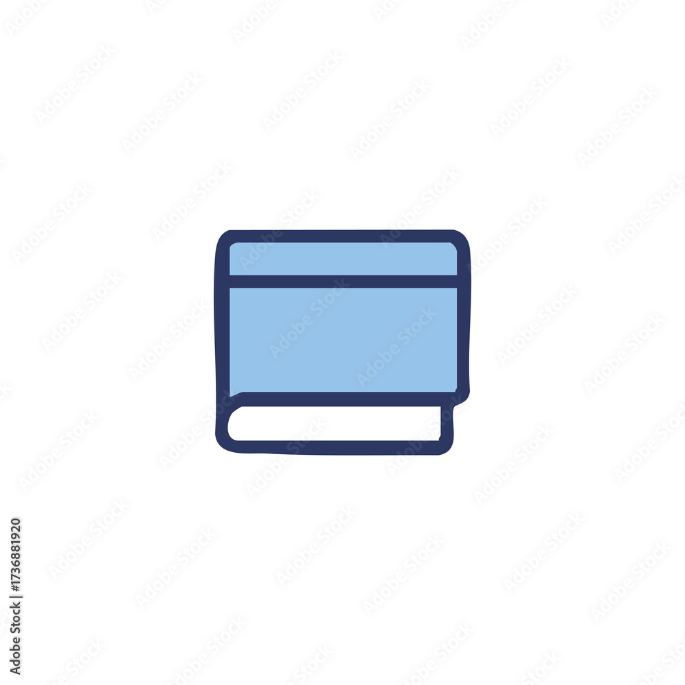 Fototapeta premium Light blue book with dark outline, simple design