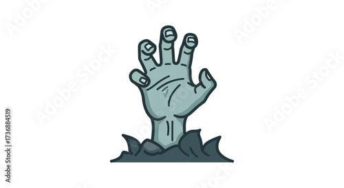 Zombie hand rising from the grave a spooky undead arm reaching up from the earth symbolizing halloween horror and graveyard frights for scary themes