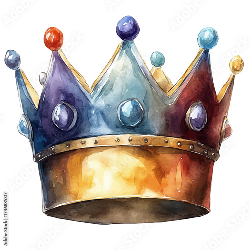 Crown Costume, watercolor clipart vector, isolated on a white background.